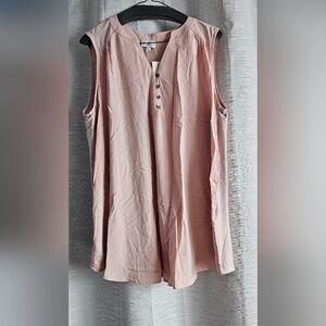 Chic Blush Button-Down Sleeveless Blouse